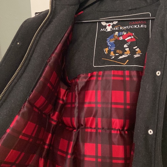Special Edition Plaid Moose Knuckles Down Coat. - Picture 3 of 12